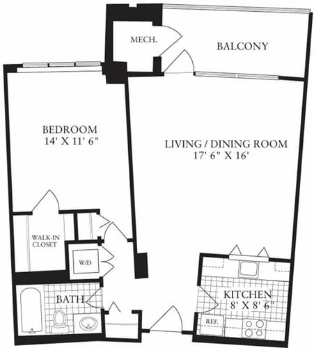 Floor Plan - 1 Bedroom E