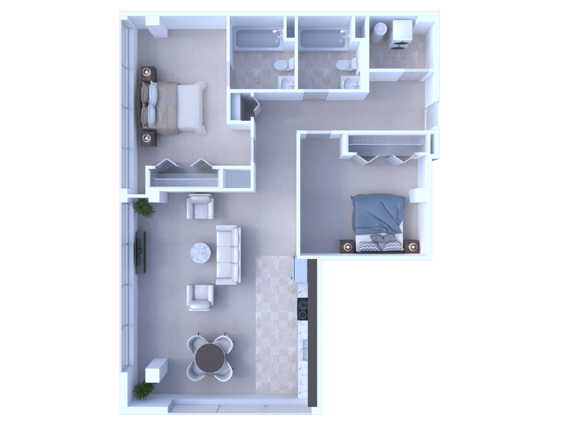 RiverView 2BD 2Bath 1155sqft - 2 Bedroom / 2 Bathroom - 1155