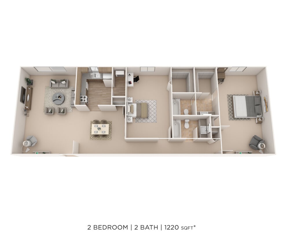 Floor Plan - Two Bedroom 2 Bath