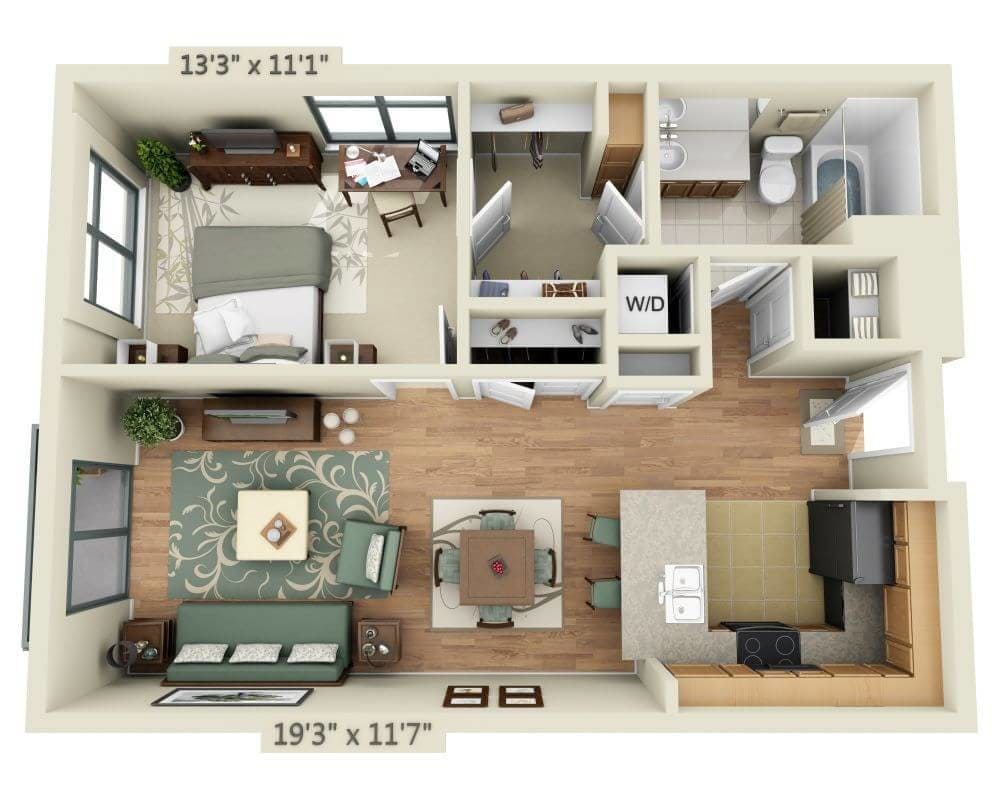 Floor Plan - 1 BEDROOM FLAT (A1D)