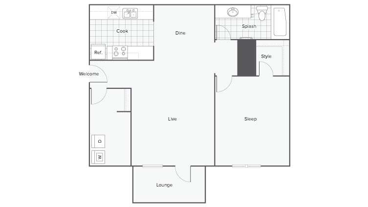 Floor Plan - Jasmine 1x1