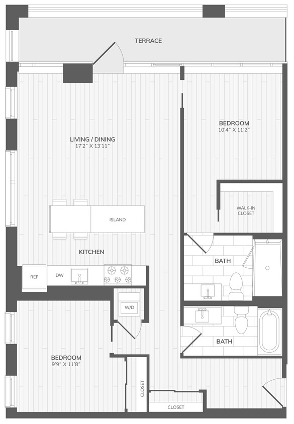 Floor Plan - 2 Bed/2 Bath-B4_Intersect at O