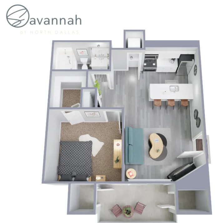 Floor Plan - 1 Bed 1 Bath