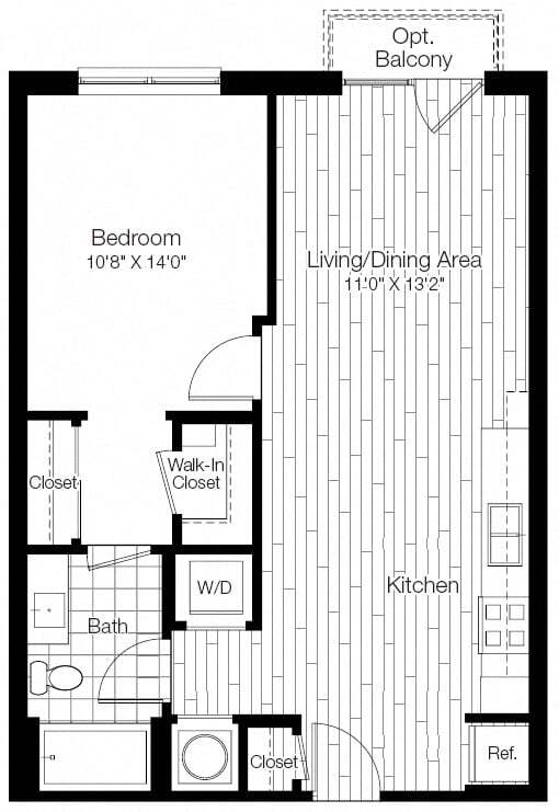 Floor Plan - 1 Bed/1 Bath-1F