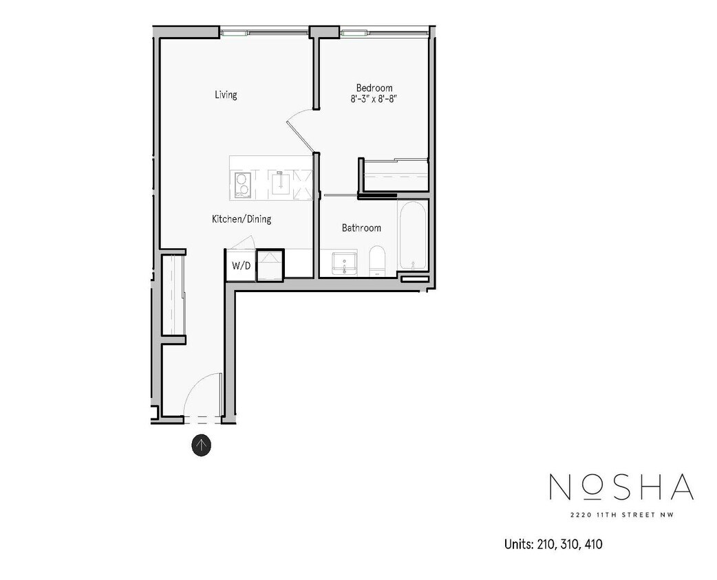 Floor Plan - 1 Bed- 1Bath  B