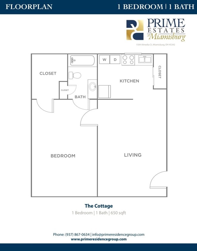 Floor Plan - The Cottage 1 bed 1 bath flat