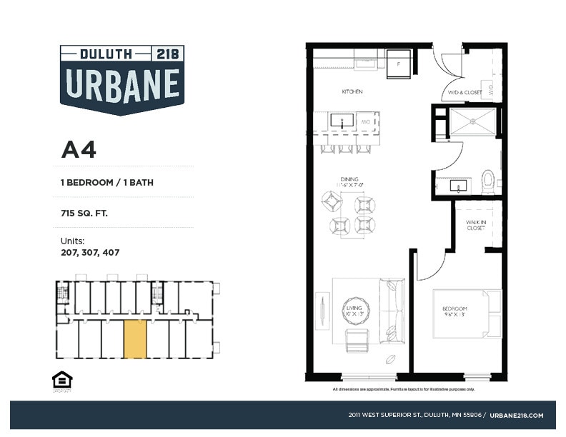 Floor Plan - A4 - 1 Bed / 1 Bath Income Restricted - 80%