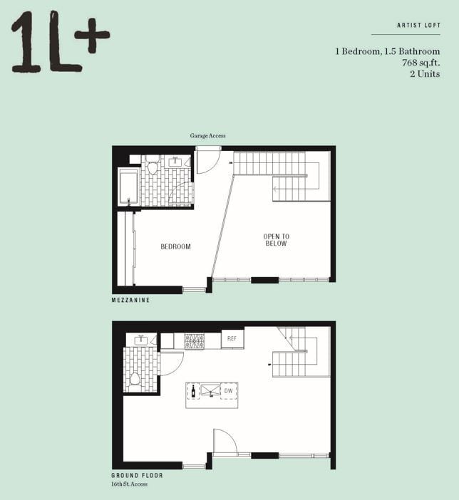 Floor Plan - 1x1.5 Loft - 768