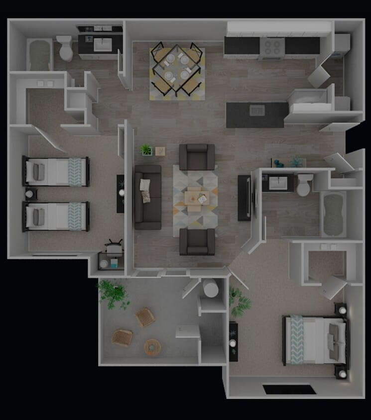Donner - 2x2 - 1058 sq ft - 2 bedrooms, 2 bathrooms D