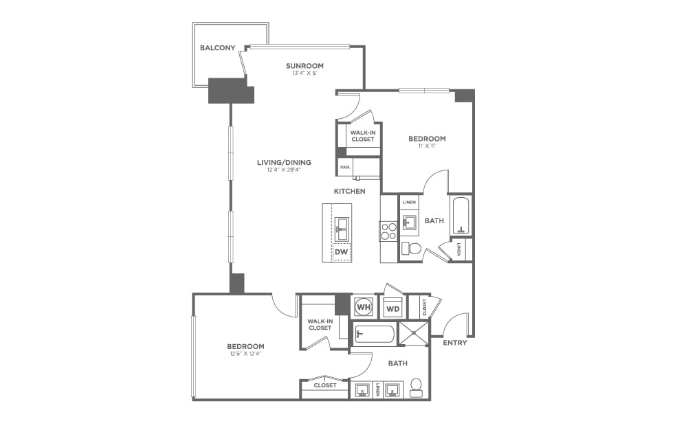 Two Bedroom Two Bath (1,172 SF) - Two Bedroom Two Bath (1,172 SF)