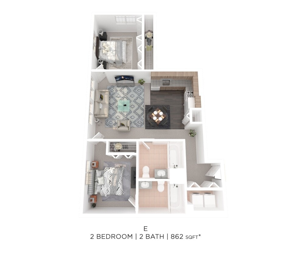 Floor Plan - Two Bedroom 2 Bath