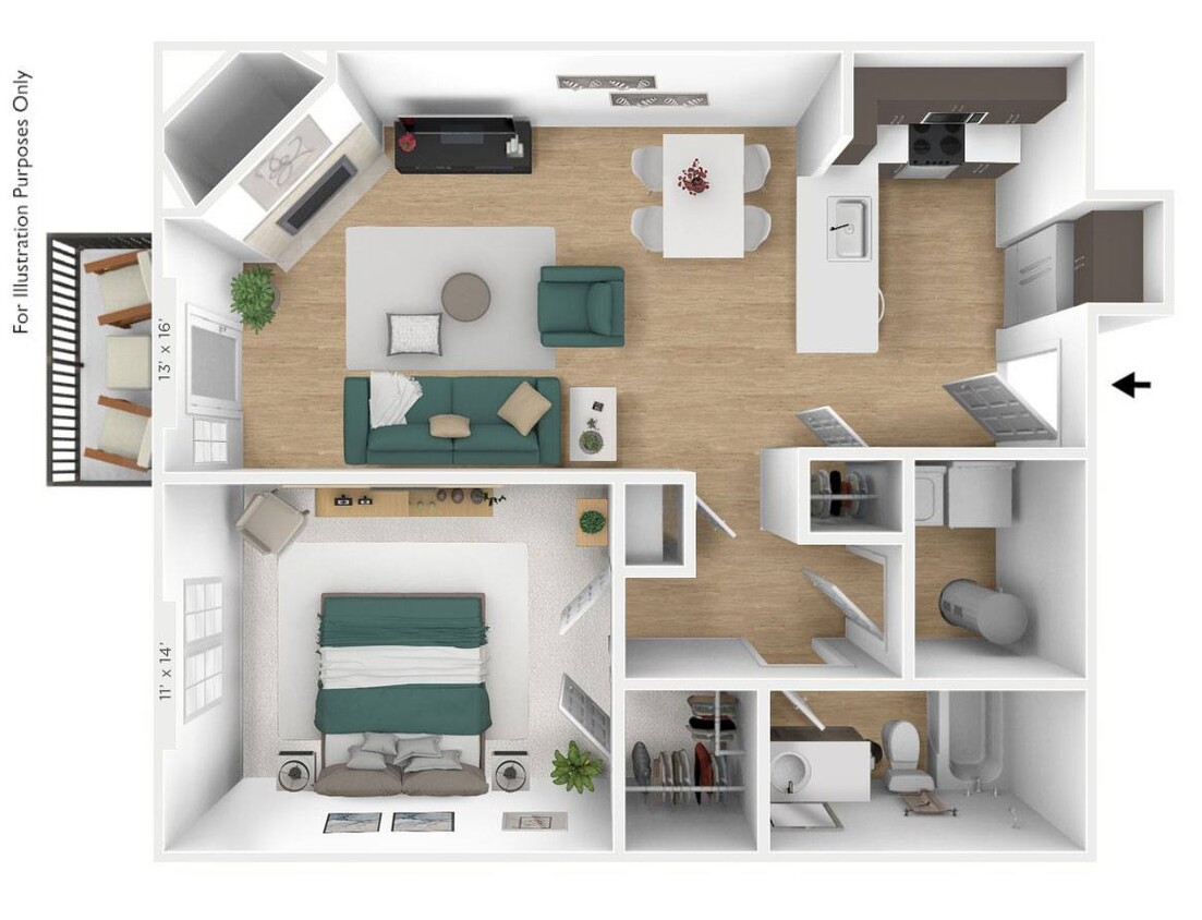 Floor Plan - The Navigator 1 BR 1 BA