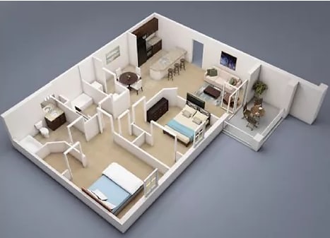 2 bedroom.PNG - 2 Bedroom, 2 Bathroom - B1