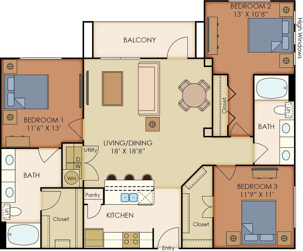 Floor Plan - Three bedroom Two Bathroom