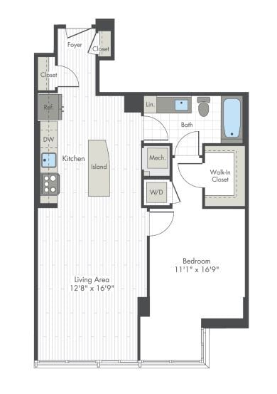 Floor Plan - 1 Bed/1 Bath-G1
