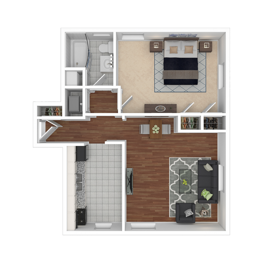 Floor Plan - Large One Bedroom- Renovated