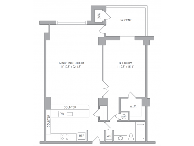 Floor Plan - 1BR/1BA FURNISHED (30-DAY STAY AVAILABLE)
