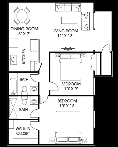 Cottonwood - 2 Bedroom x 2 Bath A