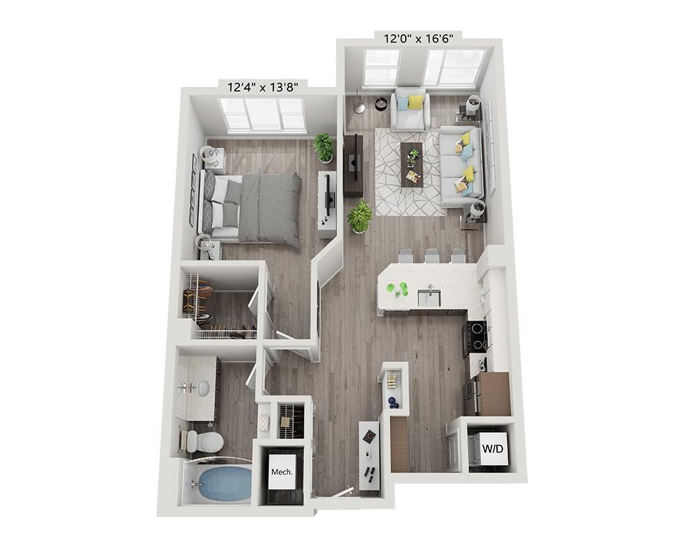Floor Plan - One Bedroom A1P-WDU