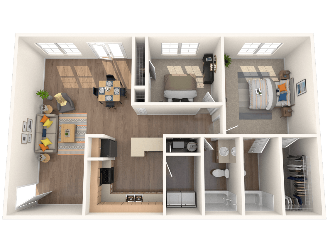 Floor Plan - 2 Bed 2 Bath 1175 Sq Ft