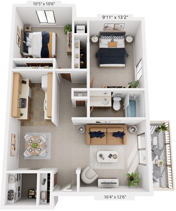 Floor Plan - Seville Two Bedroom