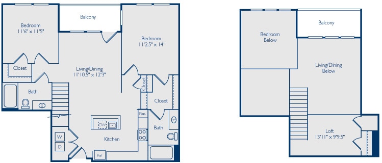 Floor Plan - 2 Bed 2 Bath B2OL