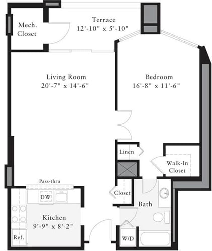 Floor Plan - 1 Bedroom E