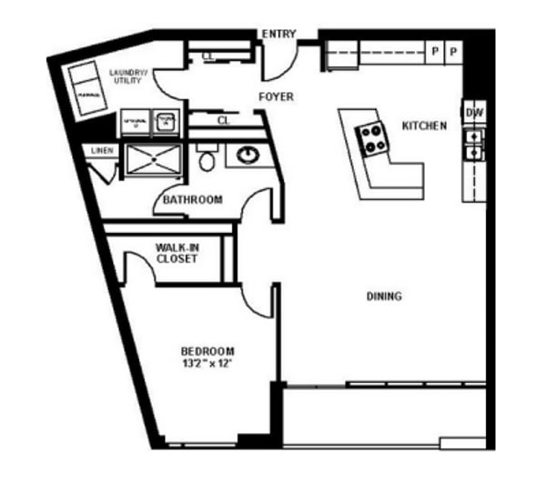 Floor Plan - A8 - One Bedroom One Bath