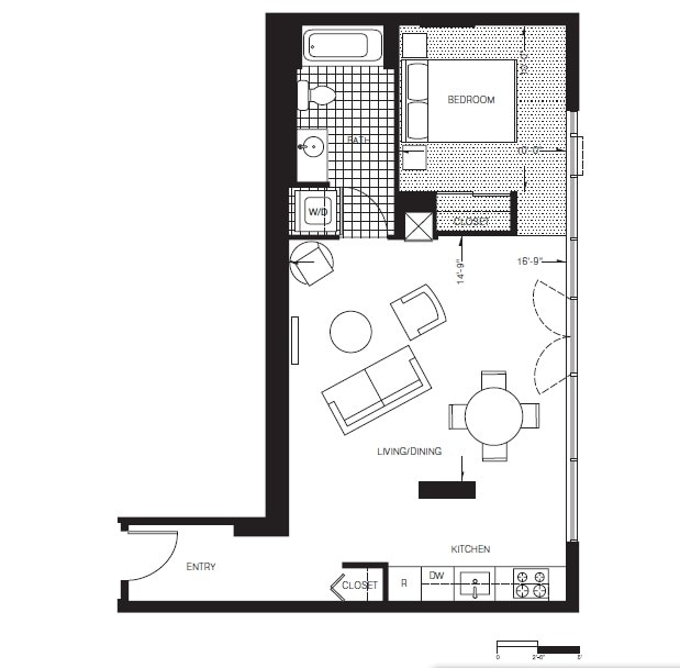 Floor Plan - One Bedroom (A4)
