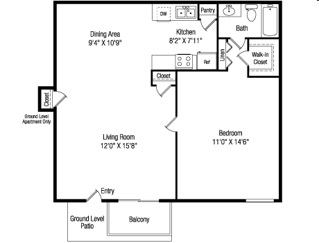 1BR/1BA - 1 Bedroom