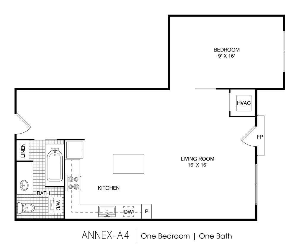 Floor Plan - Annex 1 Bedroom 1 Bath 794