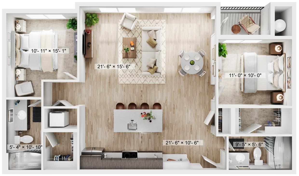 Floor Plan - 2BR/2BA B3