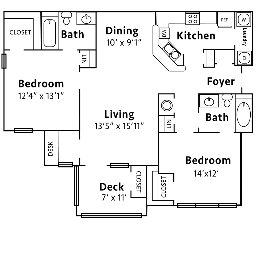 Floor Plan - The Brookstone - 1,252SF