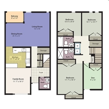 3 Bedroom Townhome (C2.5DT) - Three Bedroom Townhome