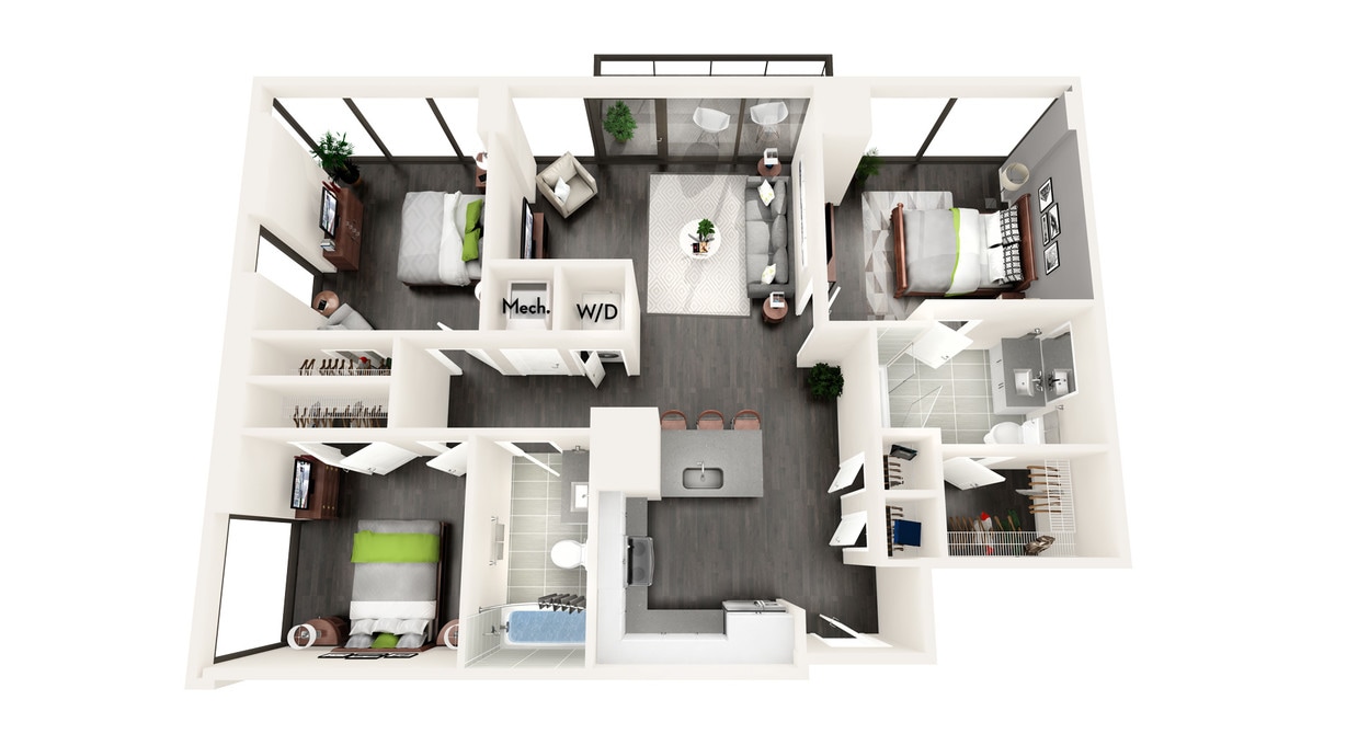 Floor Plan - AZD1a ACCESSIBLE 3 BEDROOM AND 2 BATH