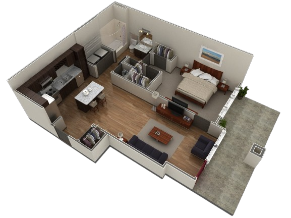 Floor Plan - 1 BR Designer Courtyard