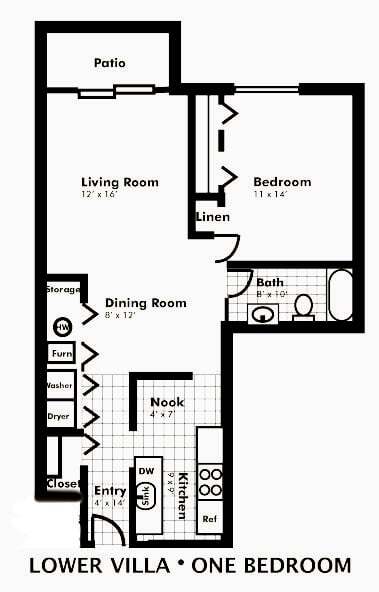 Floor Plan - 1 Bed | 1 Bath Lower