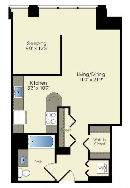 Floor Plan - convertible / 1 bath (T09)