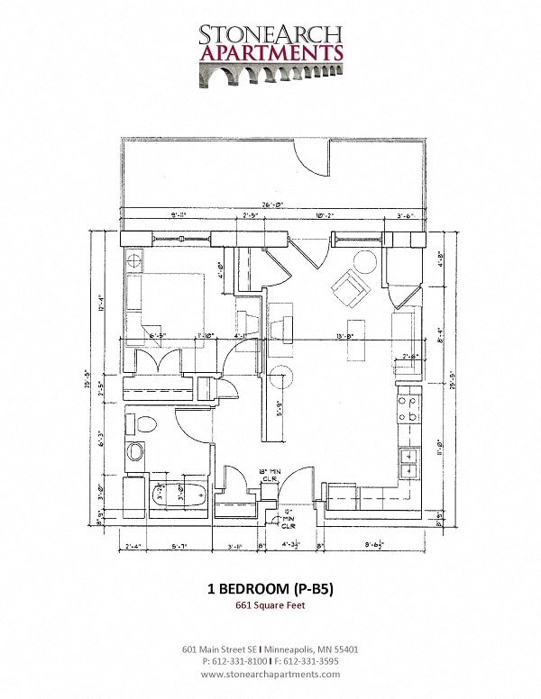 Floor Plan - 1 Bedroom (A)