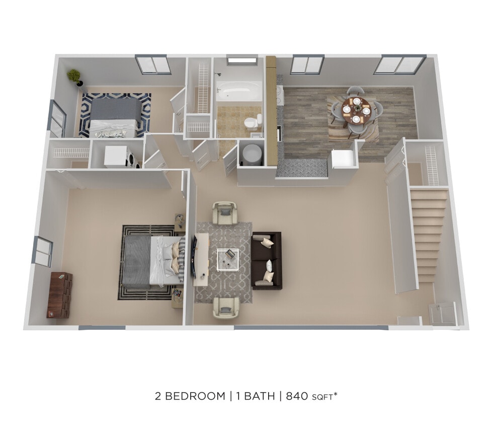 Floor Plan - Two Bedroom - 840 sqft