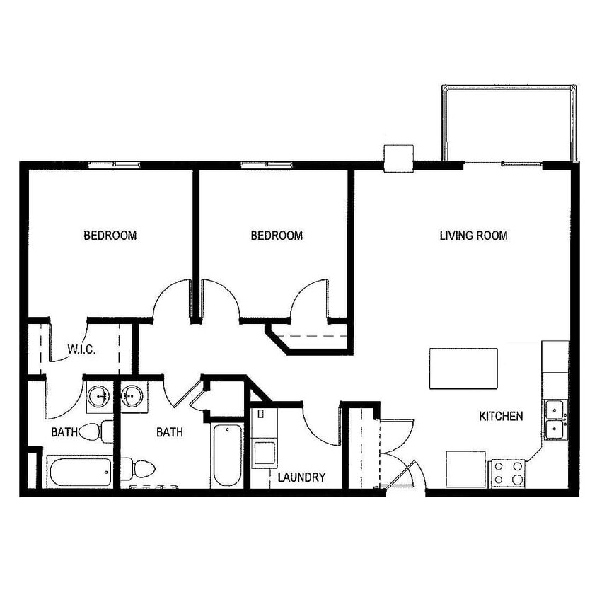 2 Bed , 2 Bath 930 sq ft - 2 Bed 2 Bath