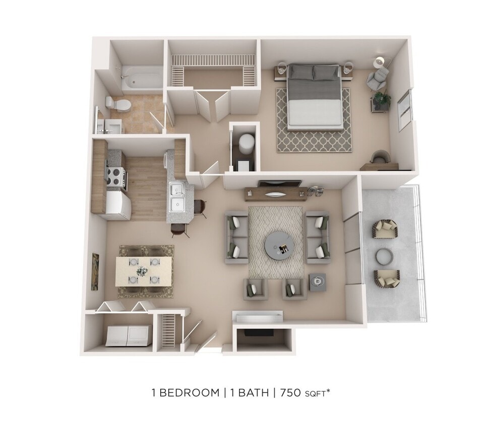 Floor Plan - One Bedroom-750 sqft