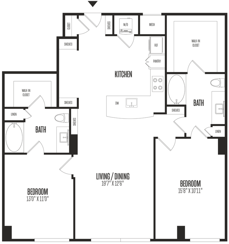 Floor Plan - 2 Bed/2 Bath-2B2
