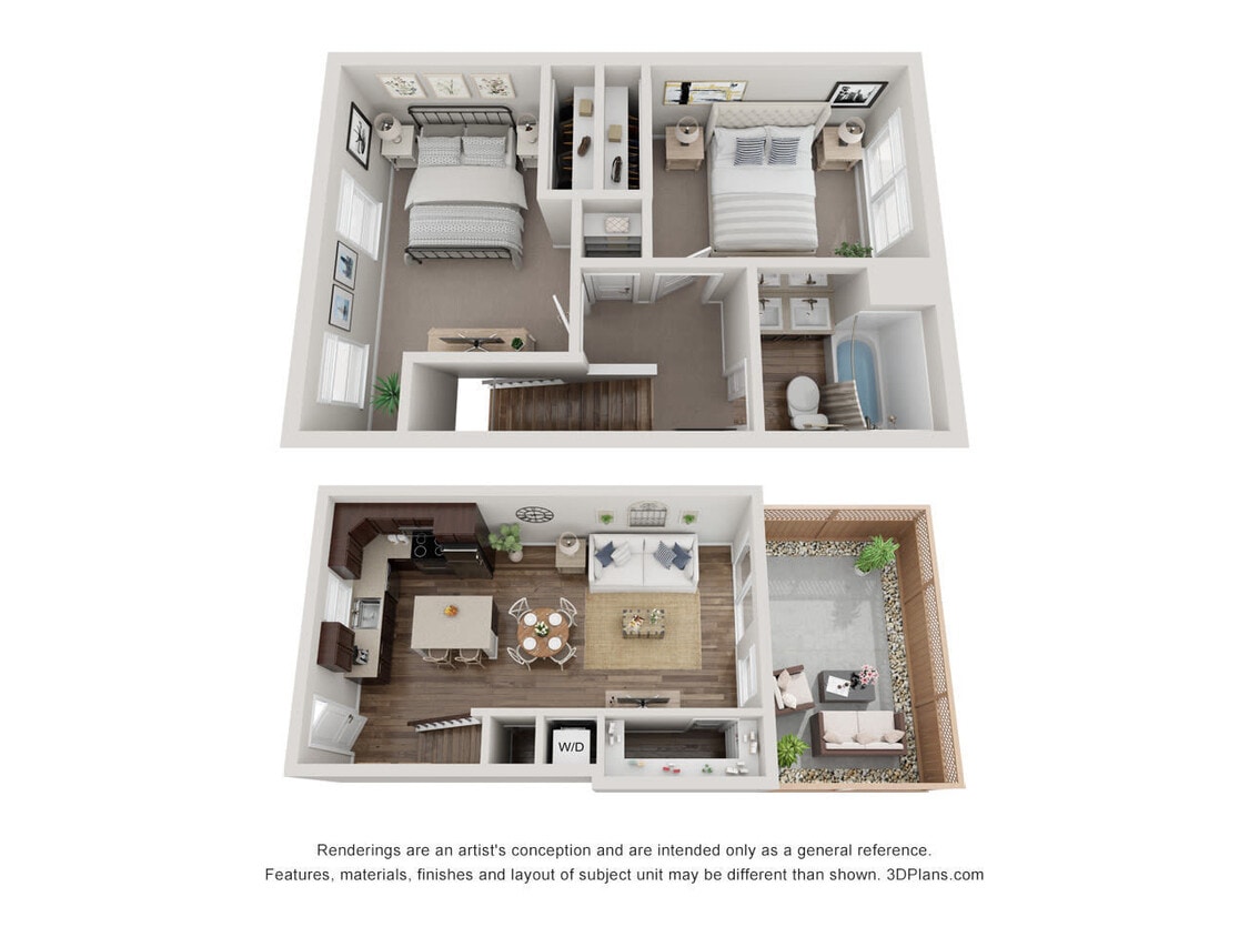 Floor Plan - 2 Bed 1 Bath Townhome A