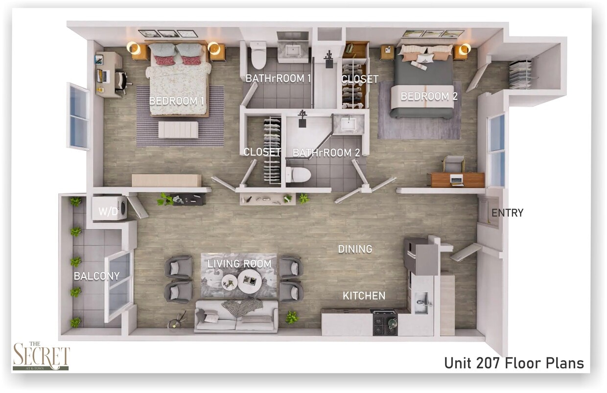 Floor Plan - 2BR/2.0BA