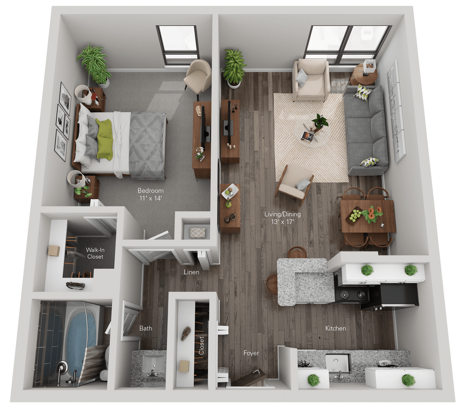 Floor Plan - Lodge - 1 Bed, 1 Bath