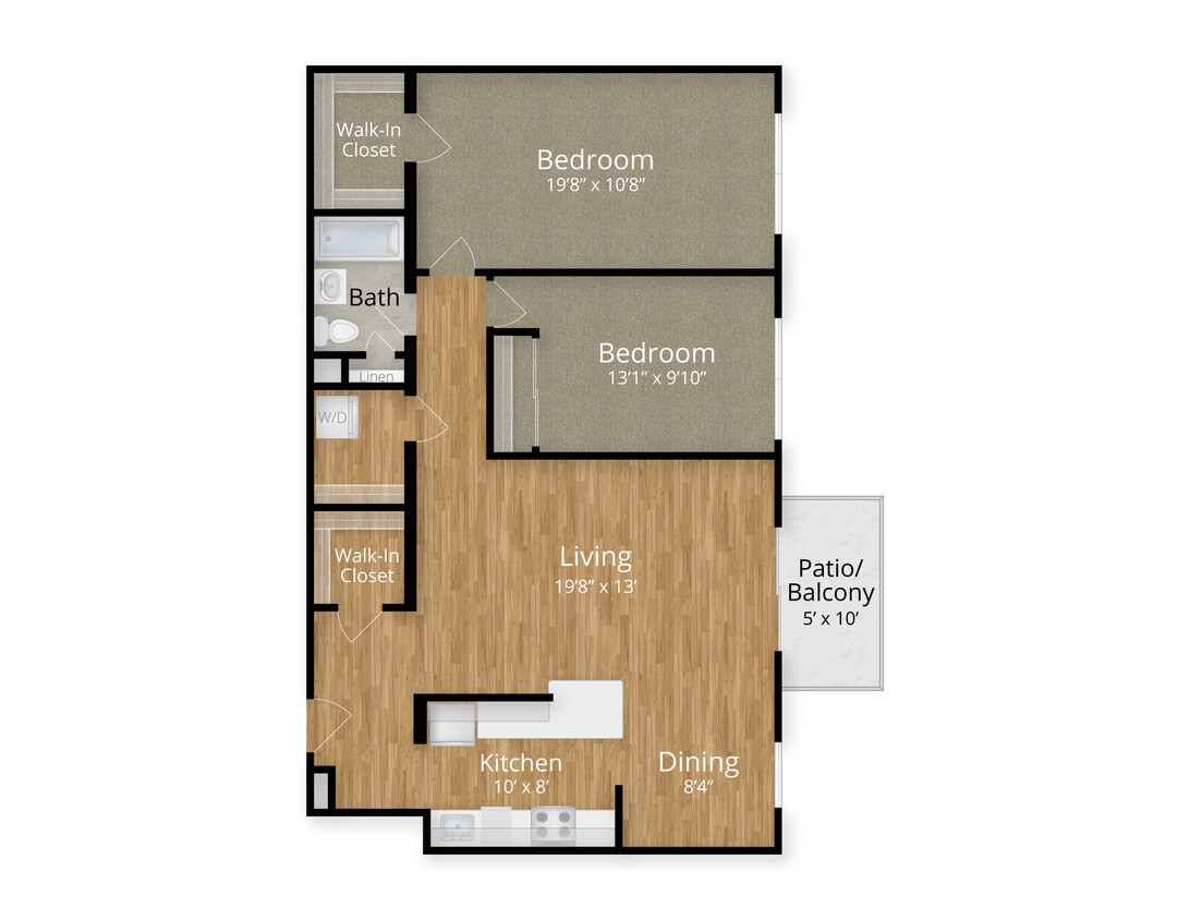 Two Bedroom One Bathroom - 2 Bed x 1 Bath 2