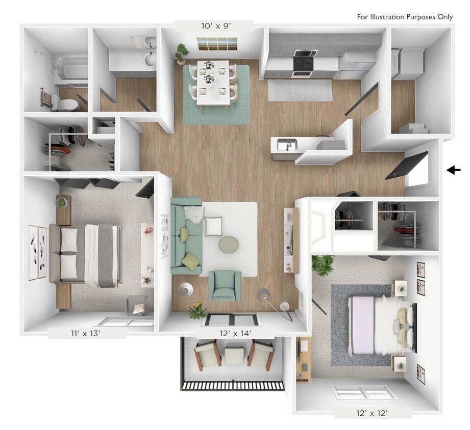 Floor Plan - The Mist 2 BR 1 BA