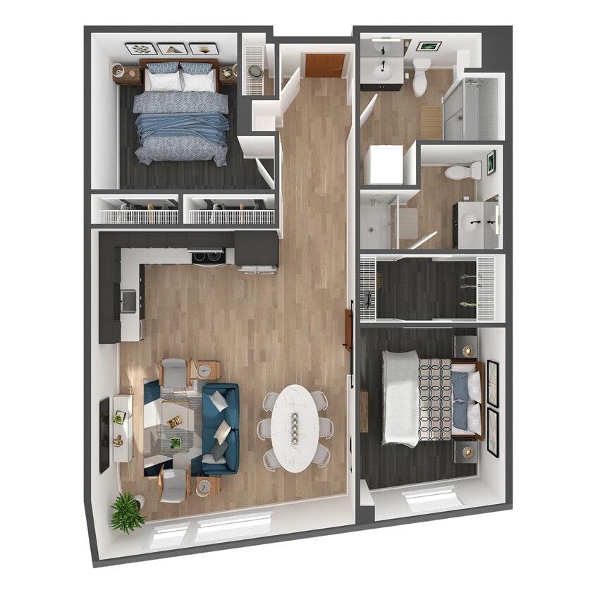 Floor Plan - 2 Bed/2 Bath-B7.3