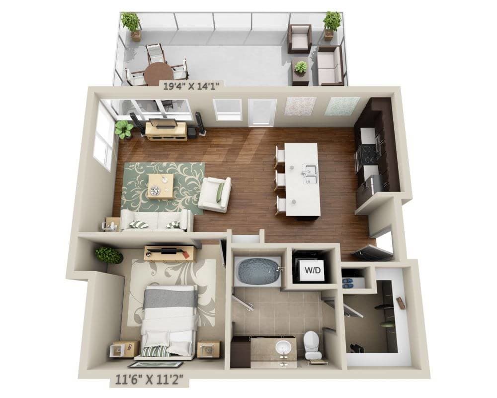 Floor Plan - One Bedroom A1I